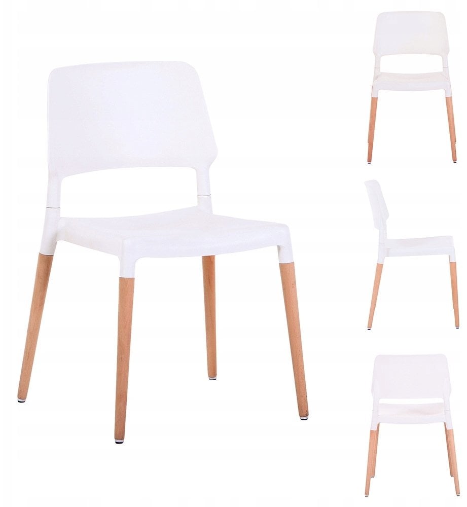 Krzesło nowoczense TARCENTO białe + Drewniane Nogi