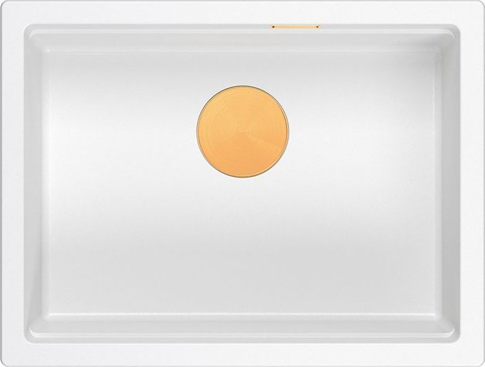 Zlewozmywak GraniteQ LOGAN 100 GraniteQ zlewozmywak snow white 59,5x45,1x21,5 cm 1-komorowy wpuszczany z syfonem manualnym miedziany