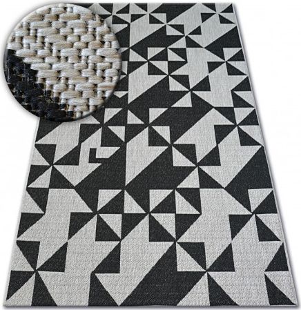 Dywany Łuszczów DYWAN SZNURKOWY SIZAL FLOORLUX 20489 silver / black TRÓJKĄTY, 120x170 cm