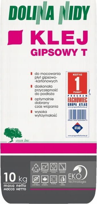 ATLAS Dolina Nidy Klej gipsowy T 10 kg do mocowania płyt G-K