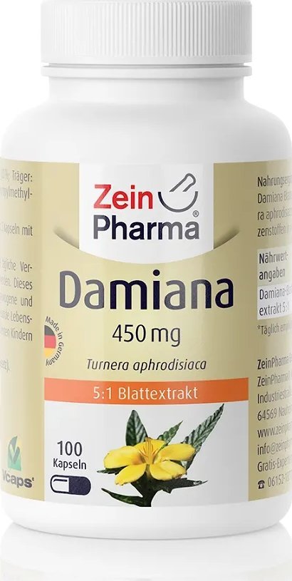 Zein Pharma Zein Pharma - Damiana, 450mg, 100 kapsułek