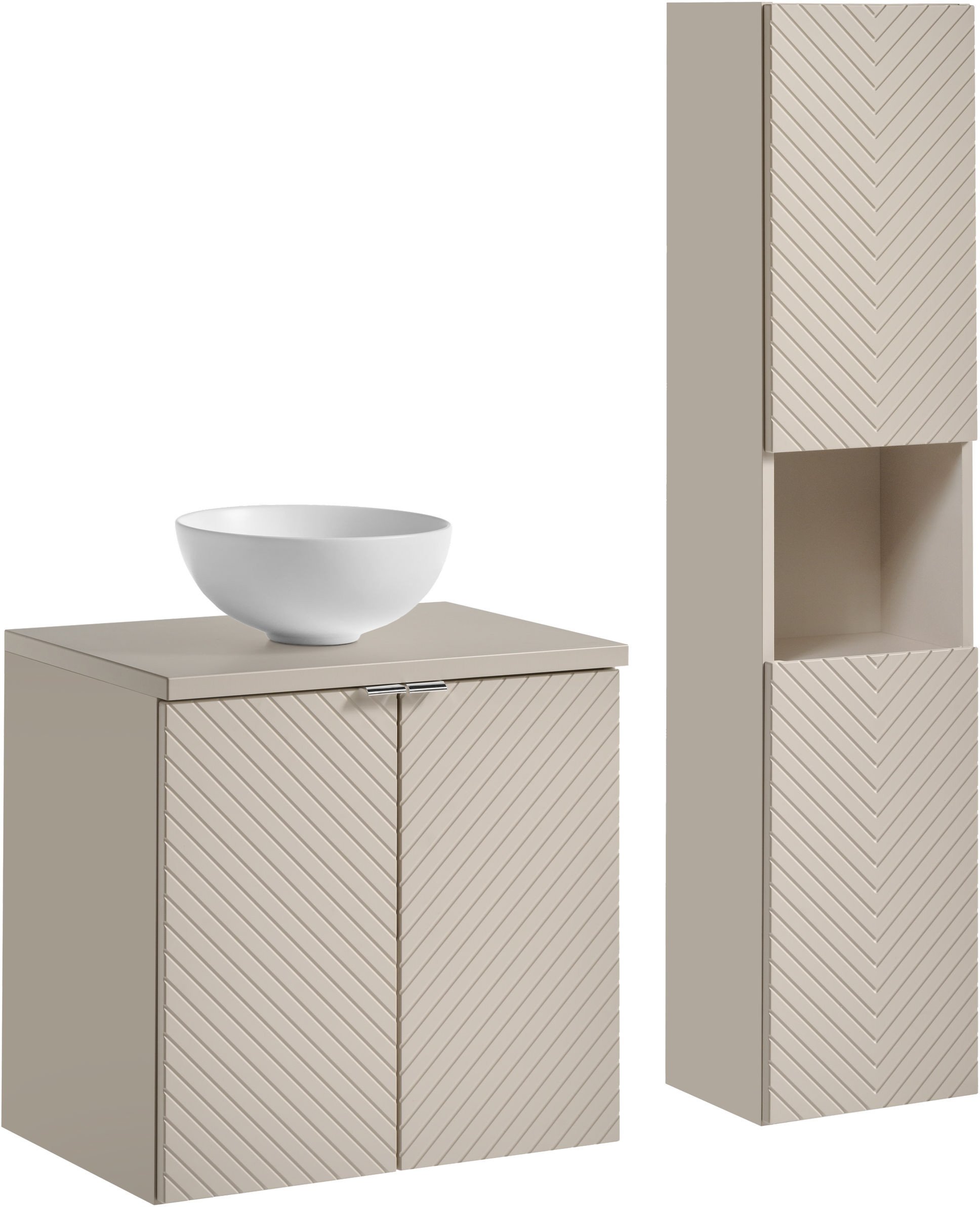 Zestaw meblowy 60cm z blatem, umywalką nablatową Domi i szafką wysoką