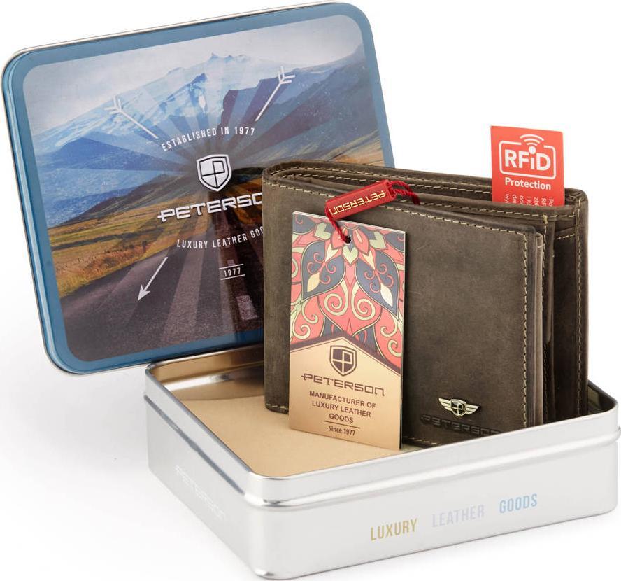 Peterson Nubukowy portfel męski z zabezpieczeniem kart Peterson NoSize