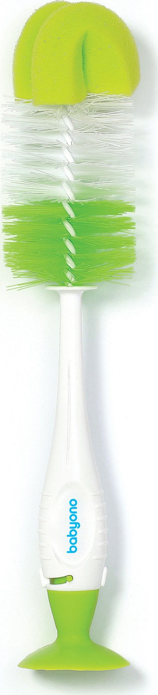 BabyOno Szczotka do butelek i smoczków samostojąca z przyssawką i chowaną mini szczoteczką (728/02)