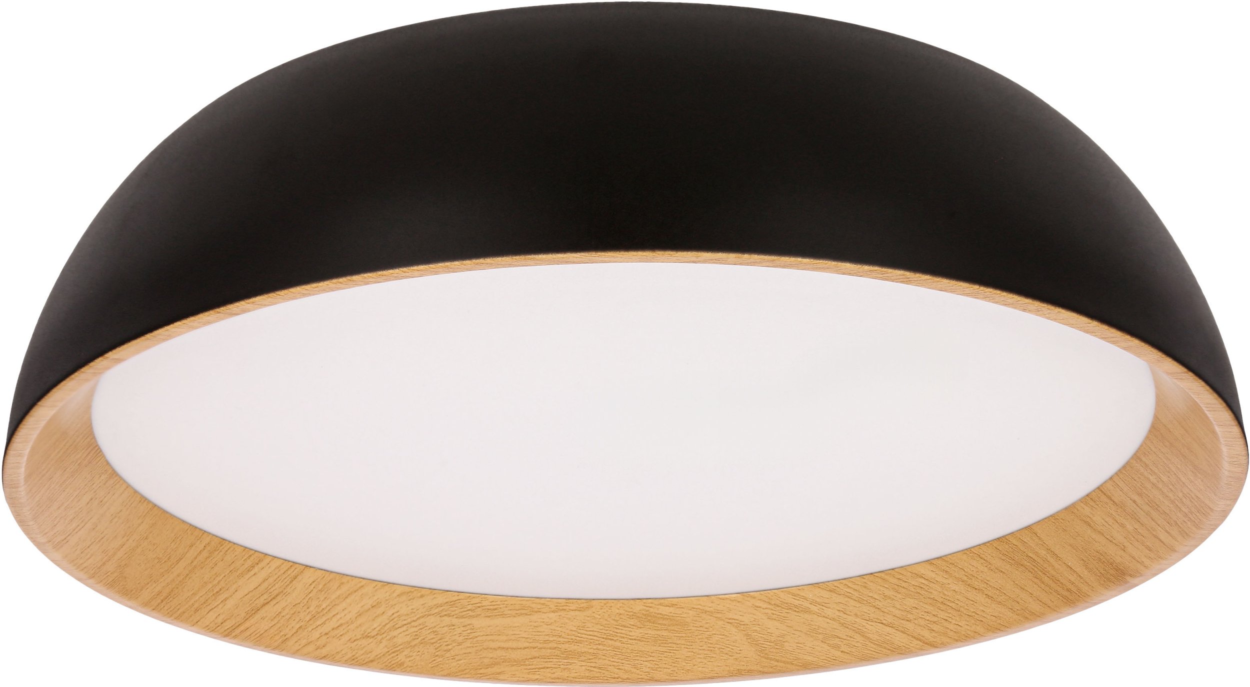 CANDELLUX Calabria lampa sufitowa plafon czarno drewniany 24W LED 40x32 cm klosz biały 14-32805