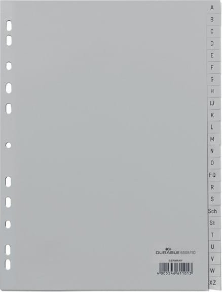 Durable PRZEKŁADKI A4 PP A-Z ALFABETYCZNE SZARE 24 PRZEKŁADKI DURABLE