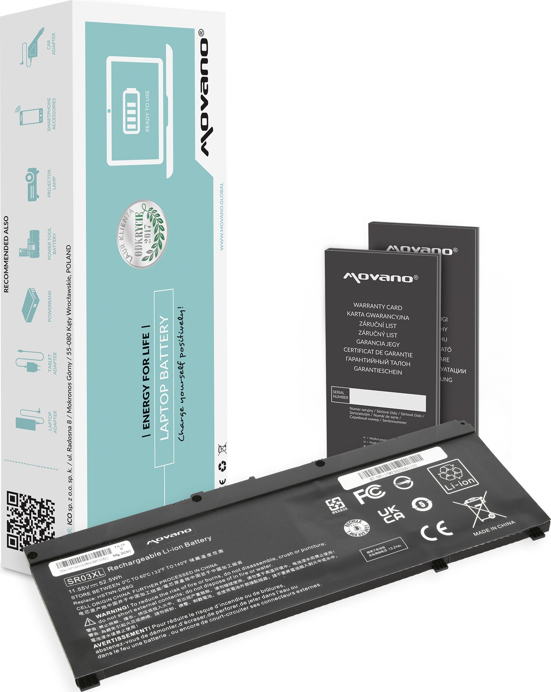 Bateria Movano Bateria SR03XL do HP Gaming 15 17 Omen 15-DC