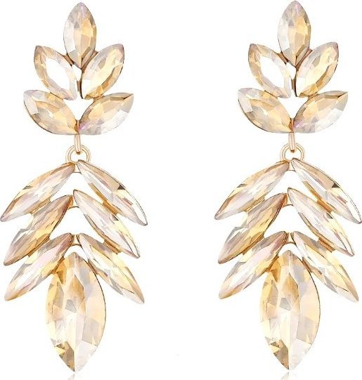 KOKONET Długie kolczyki glamour 5,8cm złote błyszczące z kryształami