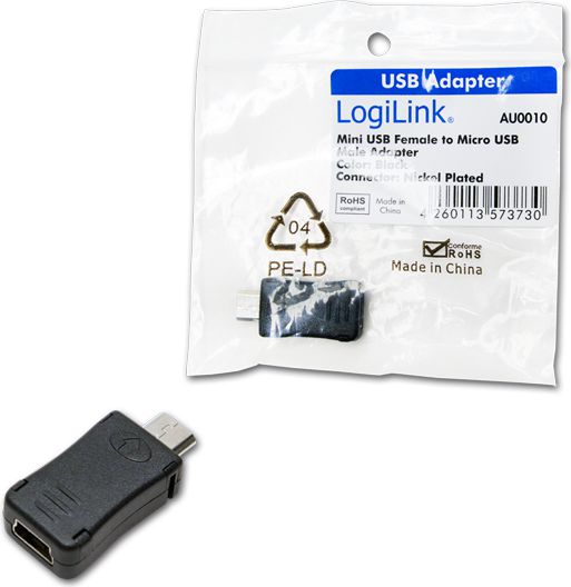 Adapter USB LogiLink microUSB - miniUSB Czarny (AU0010)