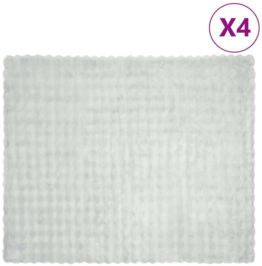vidaXL Koc z futra sztucznego królika 4 pcs Szary 220 x 240 cm