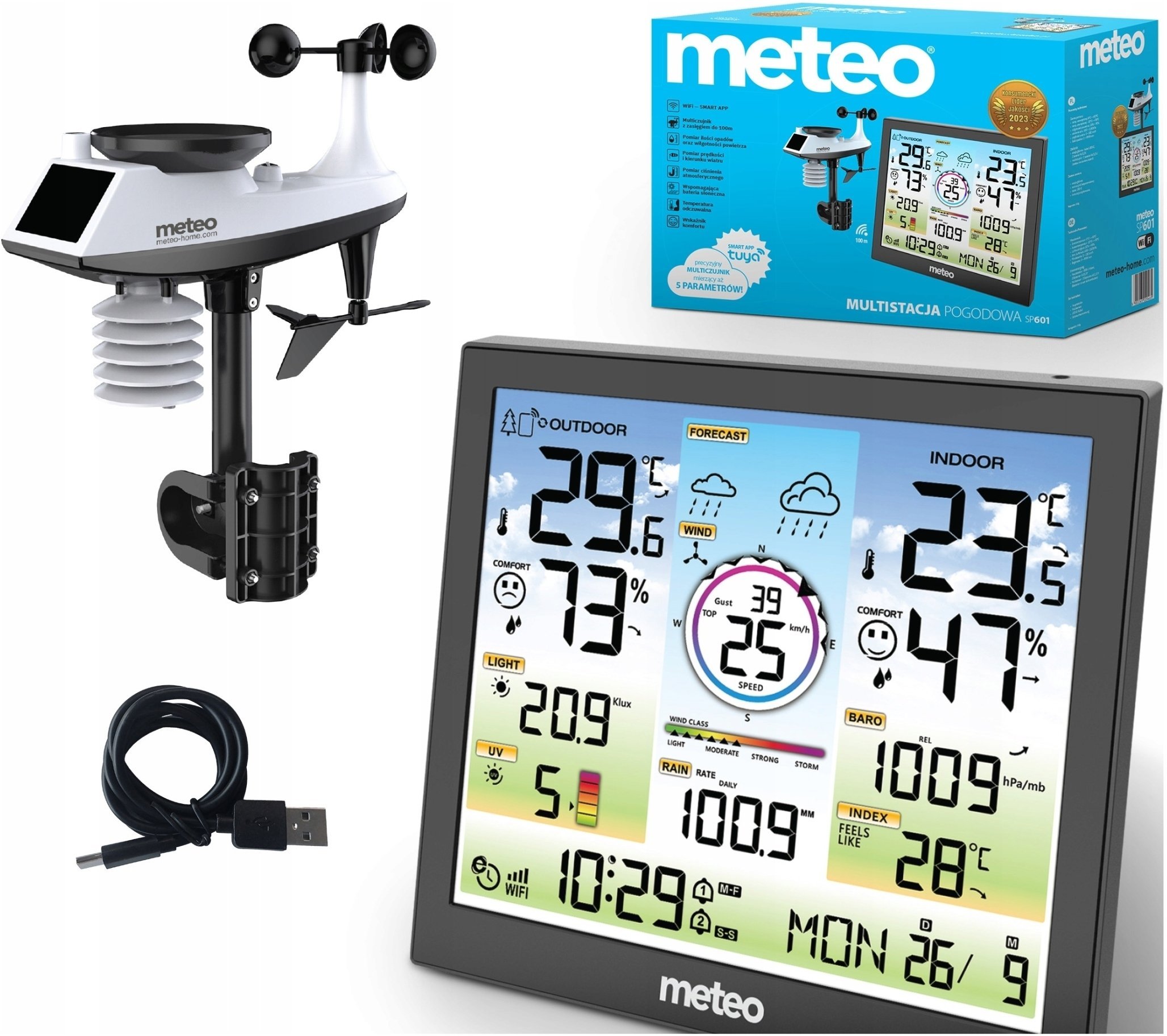 Stacja Pogodowa POGODY Bezprzewodowa METEO Higrometr Barometr WIFI SP601