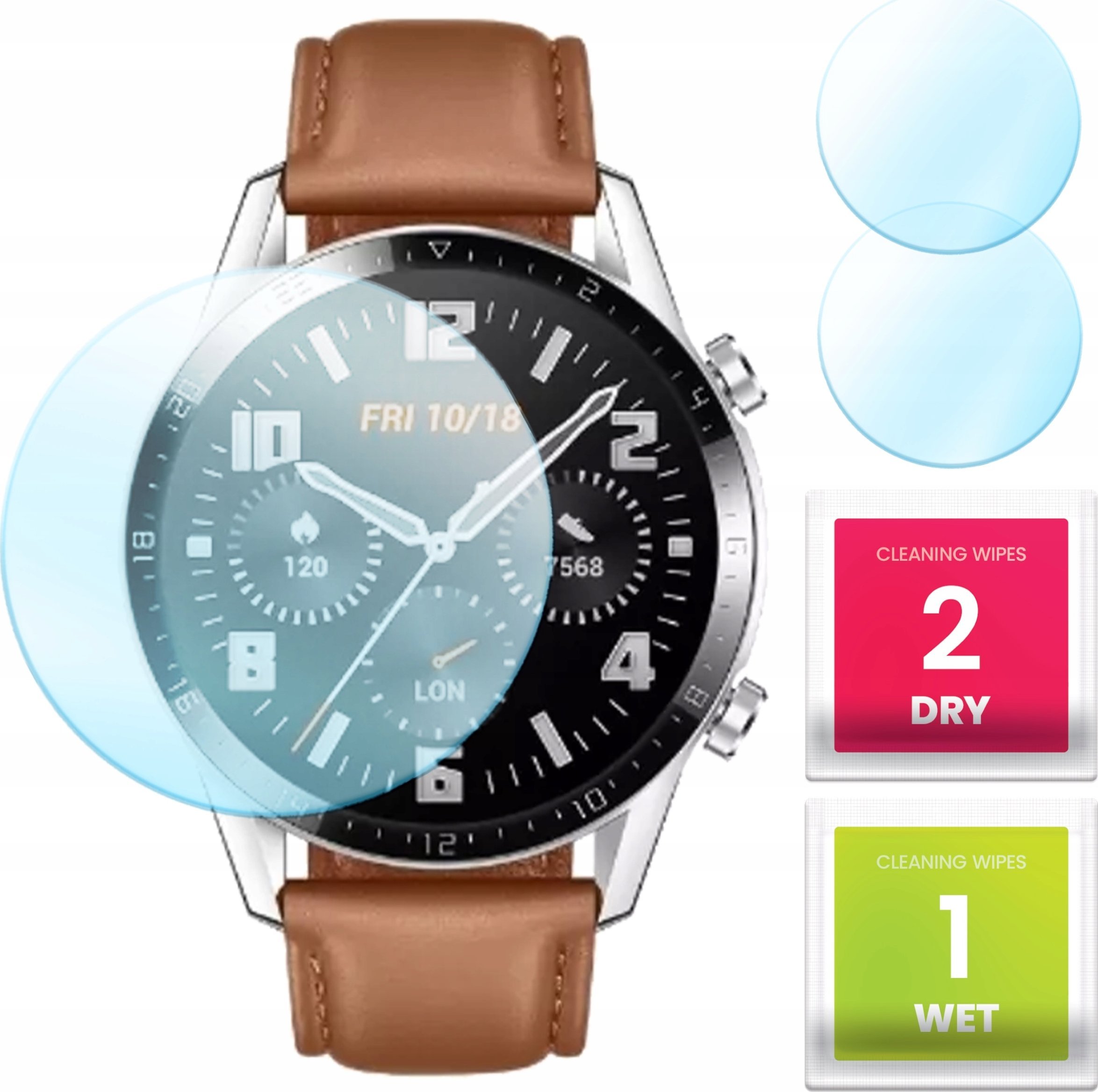 Hello Case 2-PAK Szkło Hybrydowe do Huawei Watch GT 2 (46 mm) (Ochronne, Szkiełko)