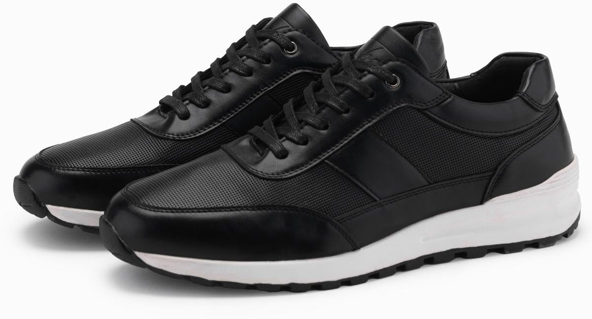 Buty męskie sneakersy sportowe ze skóry ekologicznej czarne V2 OM-FOSL-0181 41