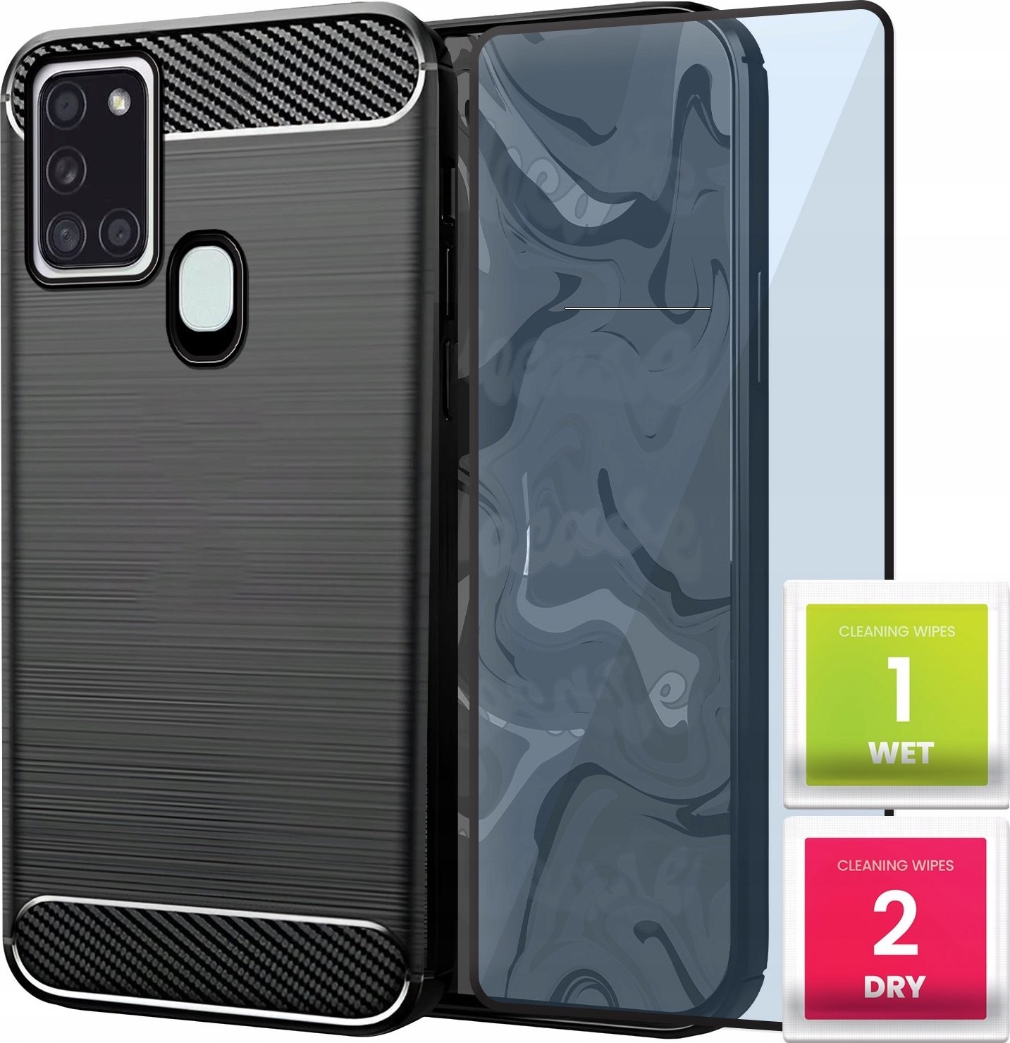 Hello Case ETUI PANCERNE KARBON DO SAMSUNG GALAXY A21S SZKŁO