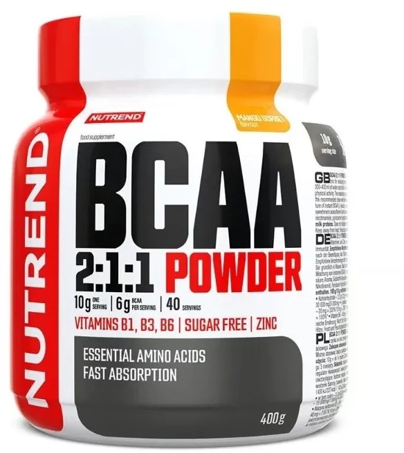 Nutrend - Aminokwasy, BCAA 2:1:1 Powder, Mango Sorbet, Proszek 400g