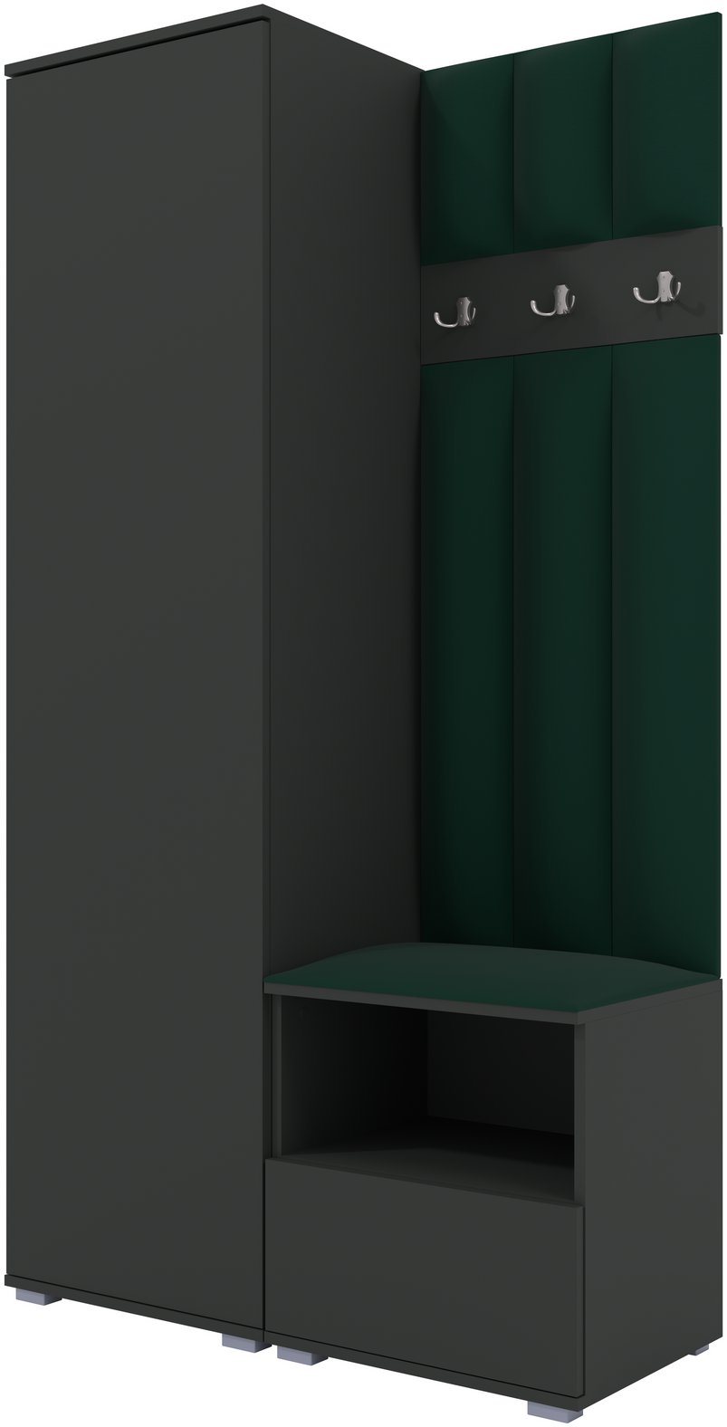 Tapicerowana garderoba Nela I LUX w grafitowym kolorze i tkaninie Trinity 28