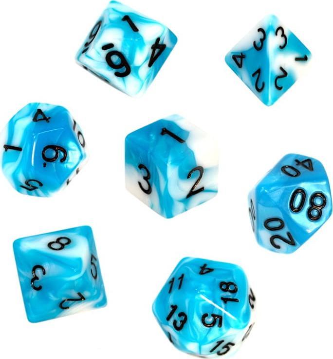 Rebel Komplet kości REBEL RPG - Dwukolorowe - Błękitno-białe