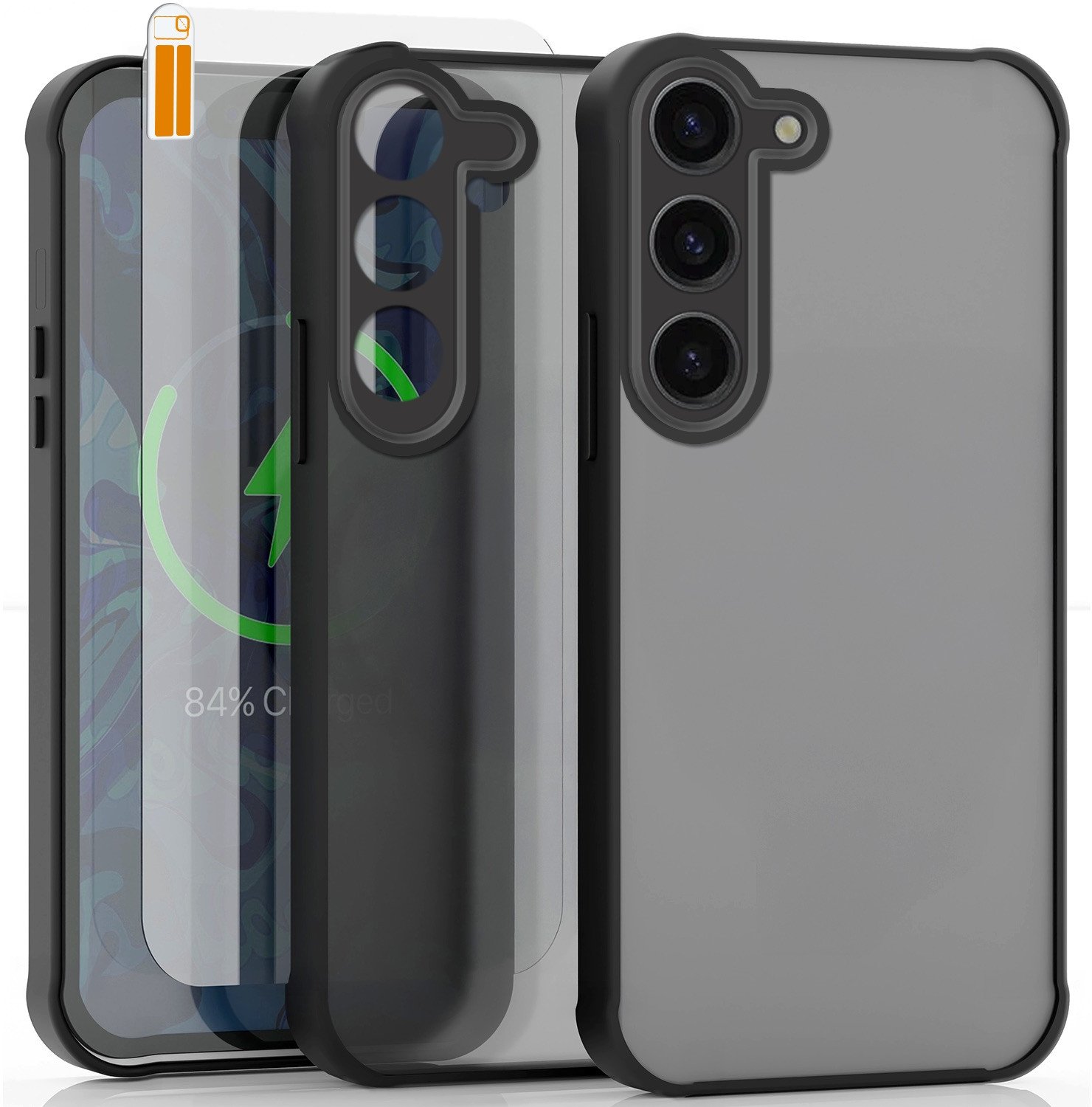 Etui do Samsung Galaxy S23 (Czarne, Matowe, Wzmacniane, Case) Szkło 9H