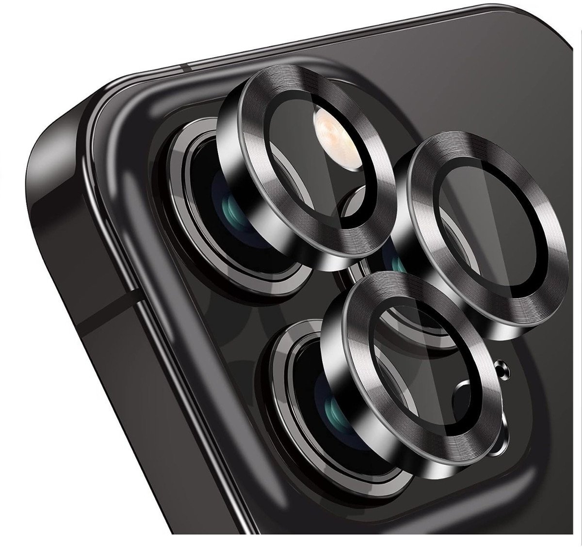 Szkło hartowane na aparat do iPhone 15 Pro/Pro Max, czarne