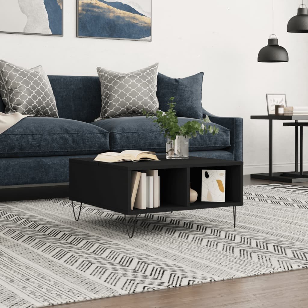 vidaXL Stolik kawowy, czarny, 60x60x30 cm, materiał drewnopochodny