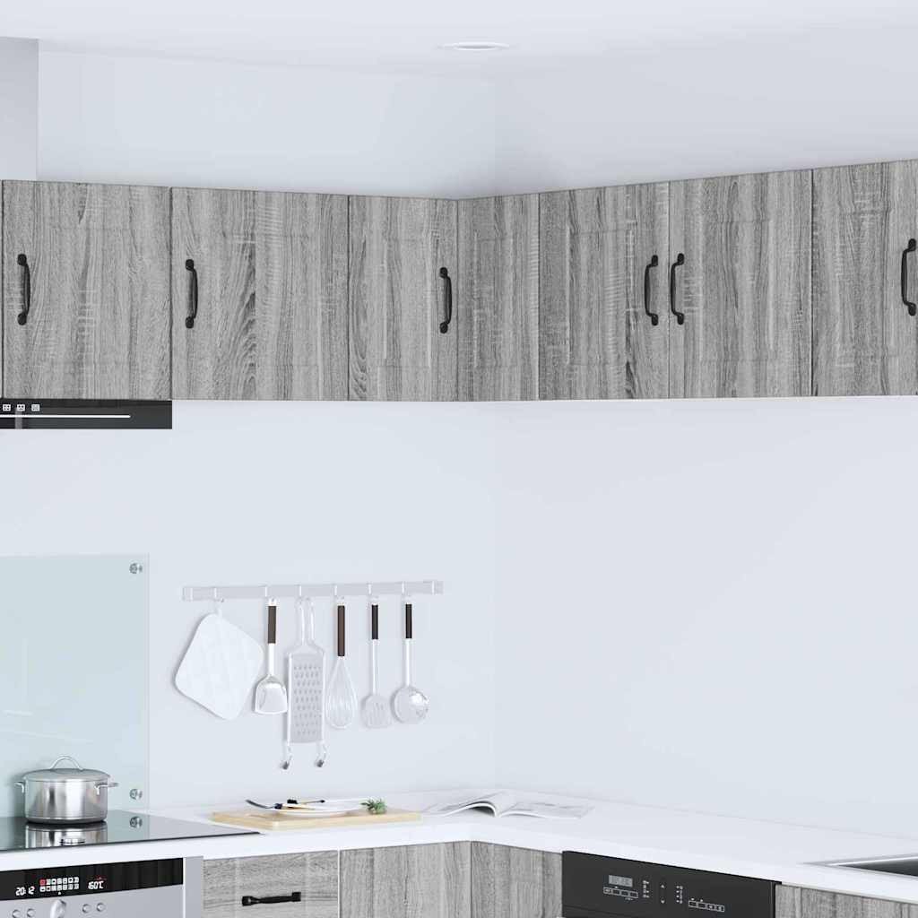 vidaXL Wisząca szafka kuchenna z półką szara, 57 x 57 x 40 cm