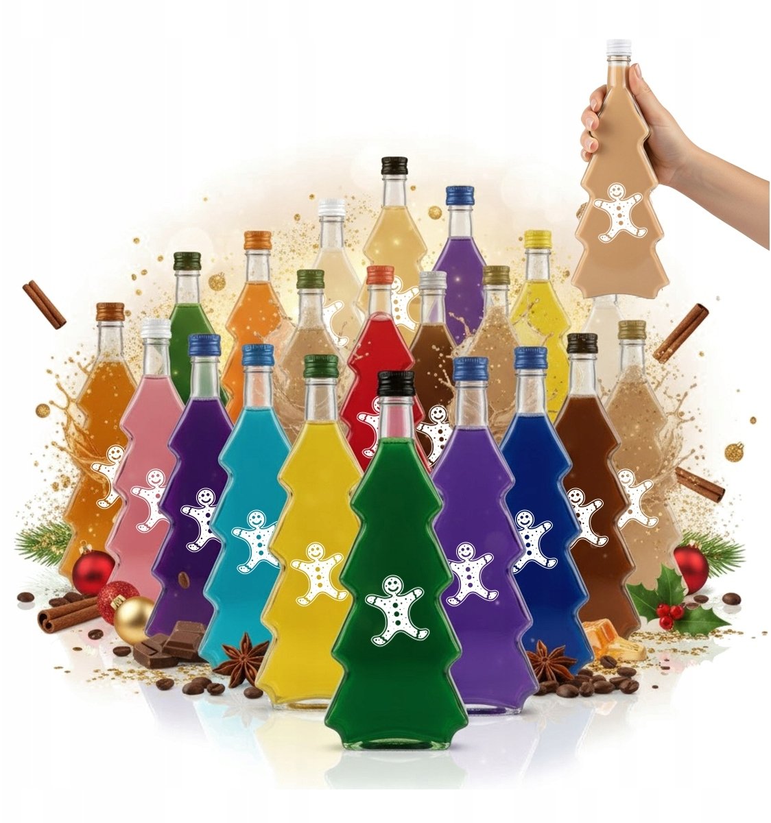 20x Butelki CHOINKA 500ml Z NADRUKIEM na likier nalewki BUTELKI ŚWIĄTECZNE