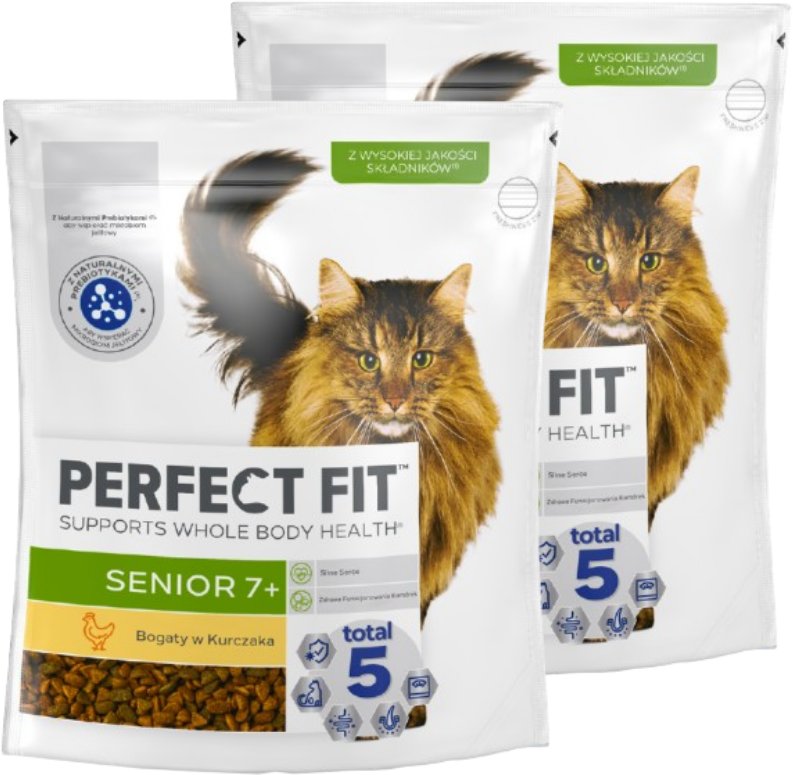 PERFECT FIT (Senior 7+) 2x750g Bogaty w kurczaka - sucha karma dla kota starszego