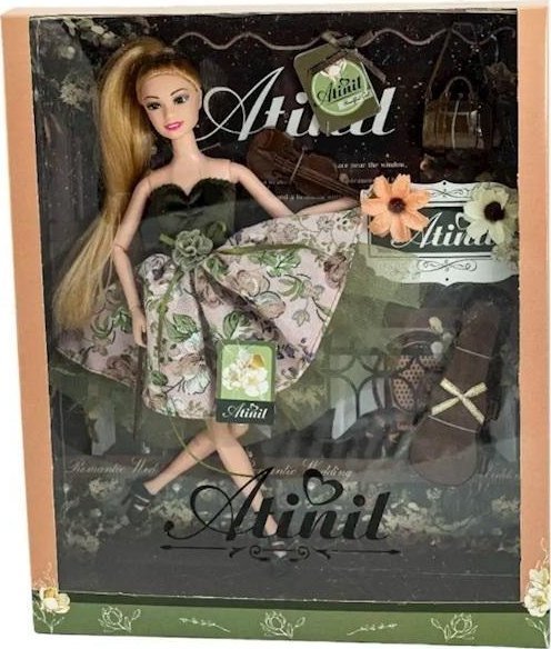 Lalka zielona sukienka w kwiaty