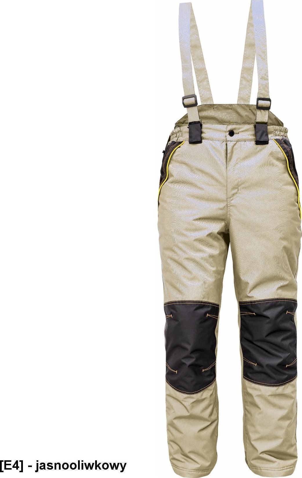 CERVA CREMORNE spodnie zimowe - męskie zimowe spodnie z odpinanymi szelkami, 100% poliester - jasnooliwkowy 4XL