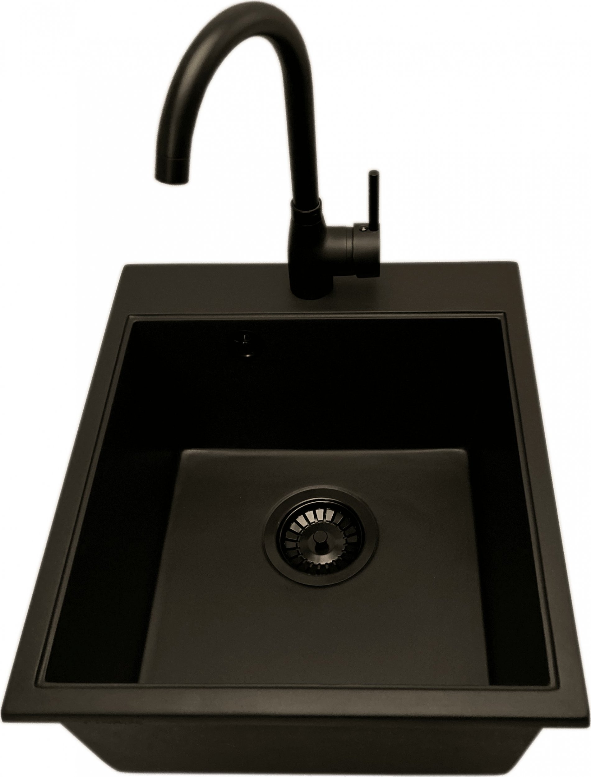 Zlewozmywak PREHNIT Zlewozmywak jednokomorowy COBALT czarny + bateria czarna LUNA