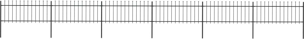 vidaXL Ogrodzenie z prętów z grotami, stalowe, 10,2 x 0,8 m, czarne