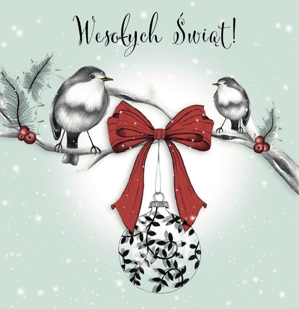 Clear Creations Karnet Swarovski kwadrat CL0801 Ptaszki z kokardą