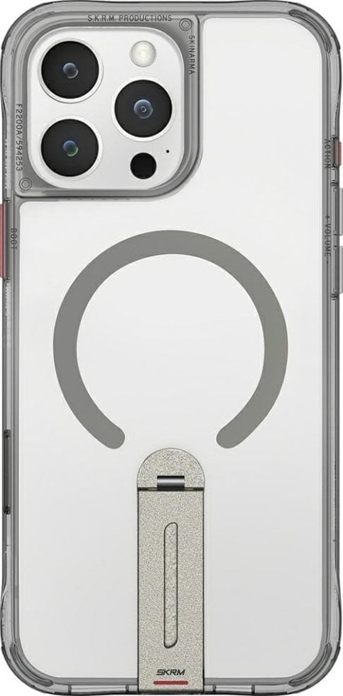 Etui Skinarma Helix do iPhone 16 Pro Max Magnetic Charging 360 Rotating Stand titanium