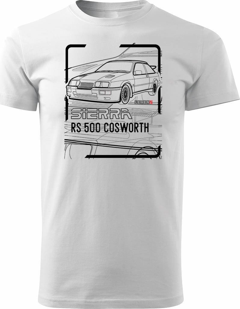 Topslang Koszulka z samochodem Ford Sierra RS 500 z Fordem Sierra RS 500 cosworth męska biała M