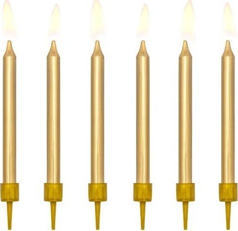 KIK Świeczki urodzinowe na tort gładkie złoty 6cm 6 sztuk