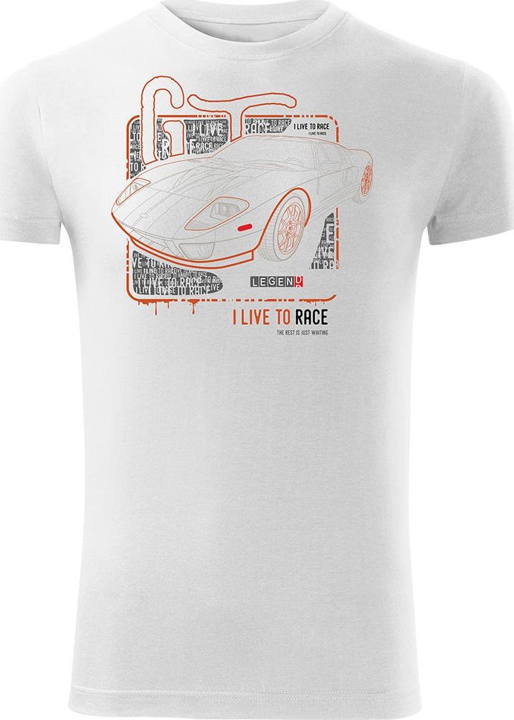 Topslang Koszulka motoryzacyjna z samochodem Ford GT męska biała SLIM M