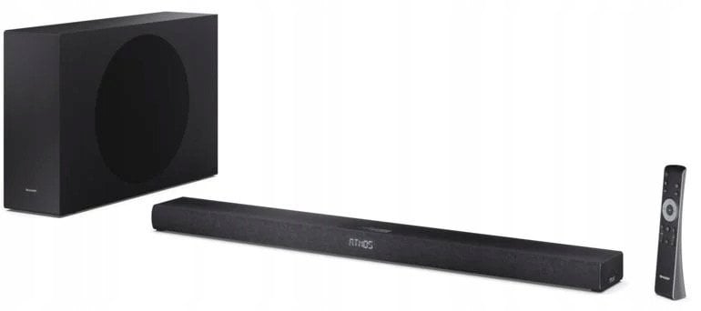 Soundbar Sharp 2.1ch Ultra-slim Dolby Atmos/DTS Virtual: X Soundbar with Wireless Subwoofer | HT-SBW320 | 360 W | Bluetooth | Black | Wireless connect