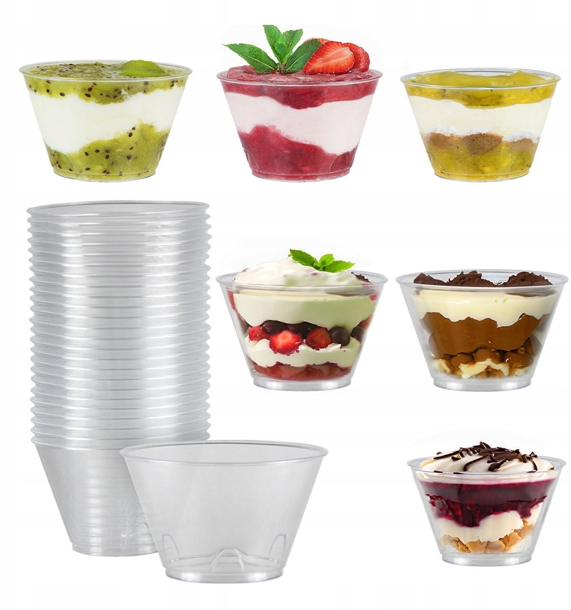 48x PUCHARKI NA DESERKI 100 ml kubek pojemnik TULI na desery lody
