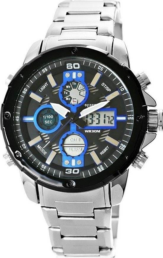 Zegarek Zegarek Męski Perfect A8026B-3 Dual Time Iluminacja i Fluorescencja
