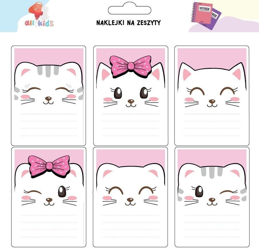 Naklejki na szafkę i zeszyt Różowe kotki