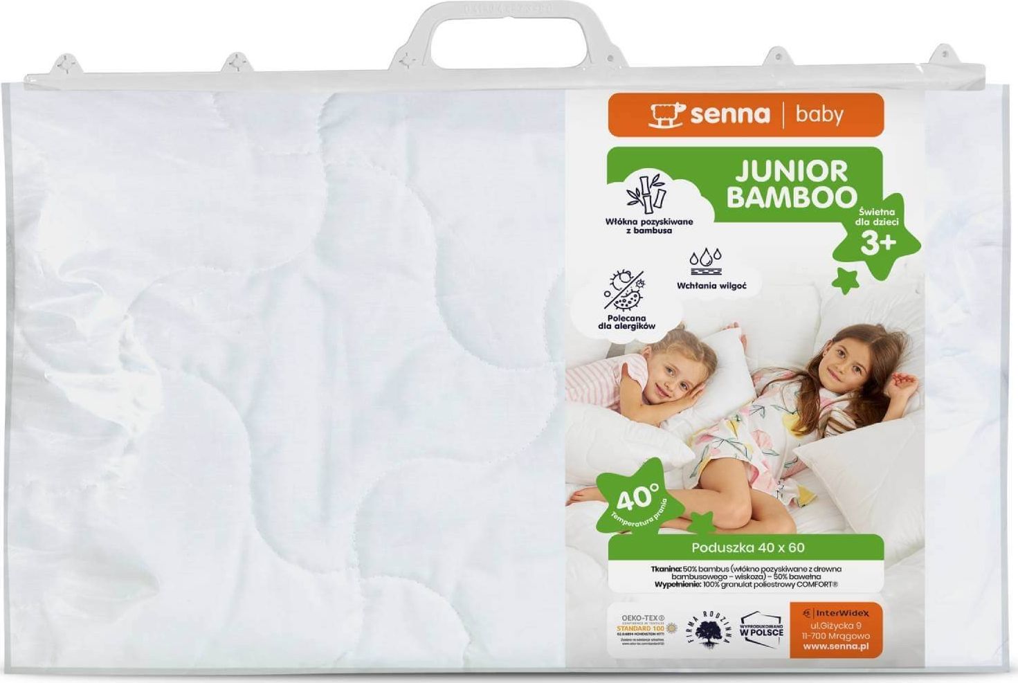 PODUSZKA JUNIOR BAMBOO 40X60