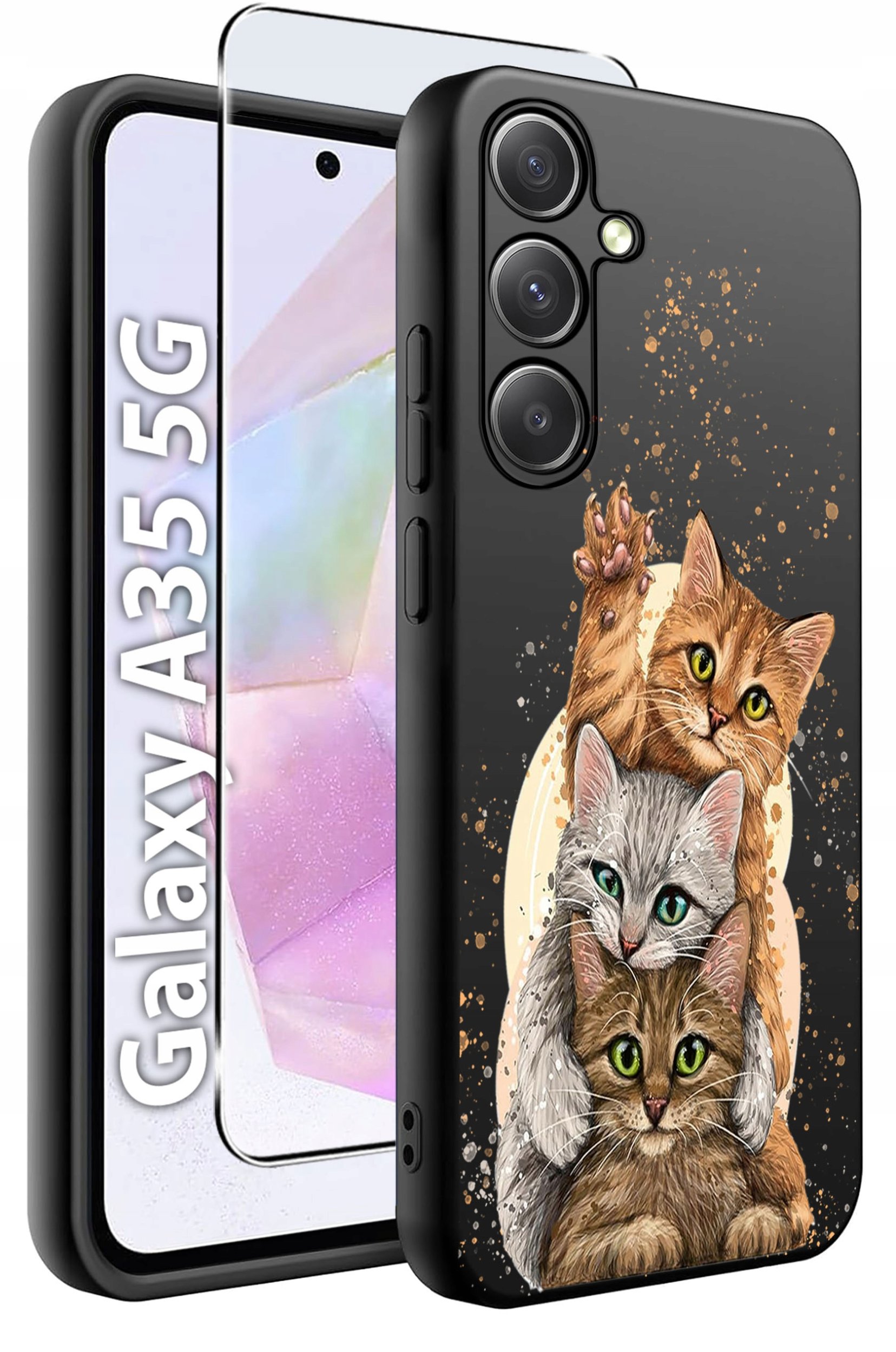 ETUI do Samsung A35 5G WZORY | SILIKONOWE MATT CASE + SZKŁO HARTOWANE 9H