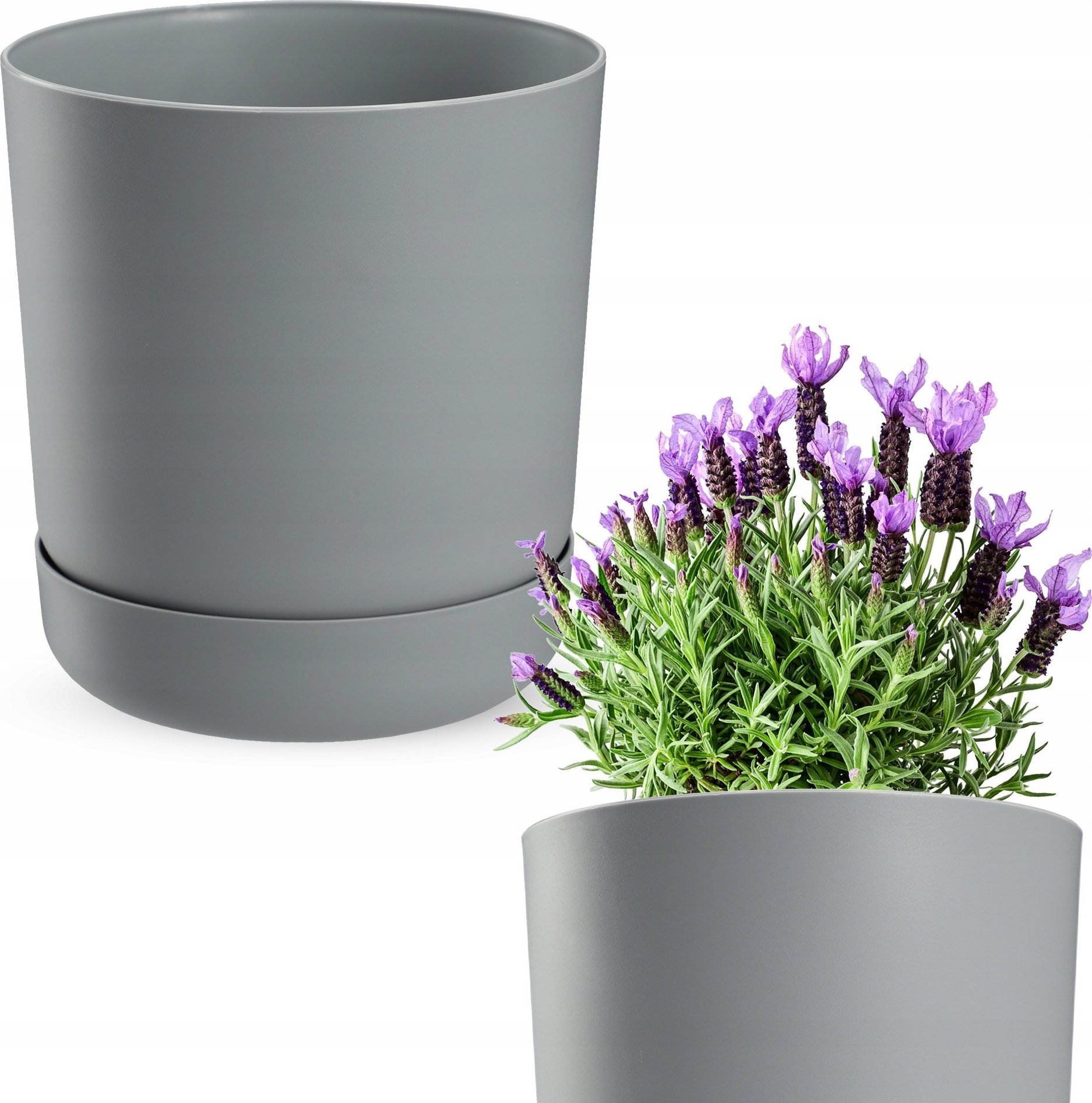 Kadax KADAX Doniczka Osłonka Z Podstawką 20cm Szara Mat