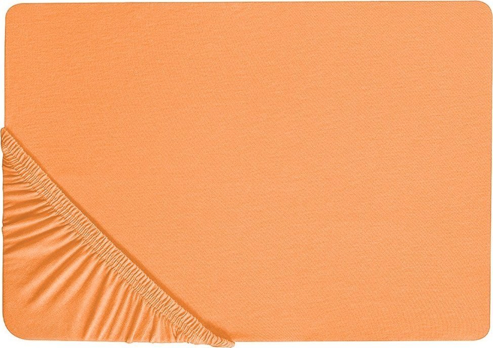 Beliani Bawełniane prześcieradło z gumką 90 x 200 cm pomarańczowe JANBU