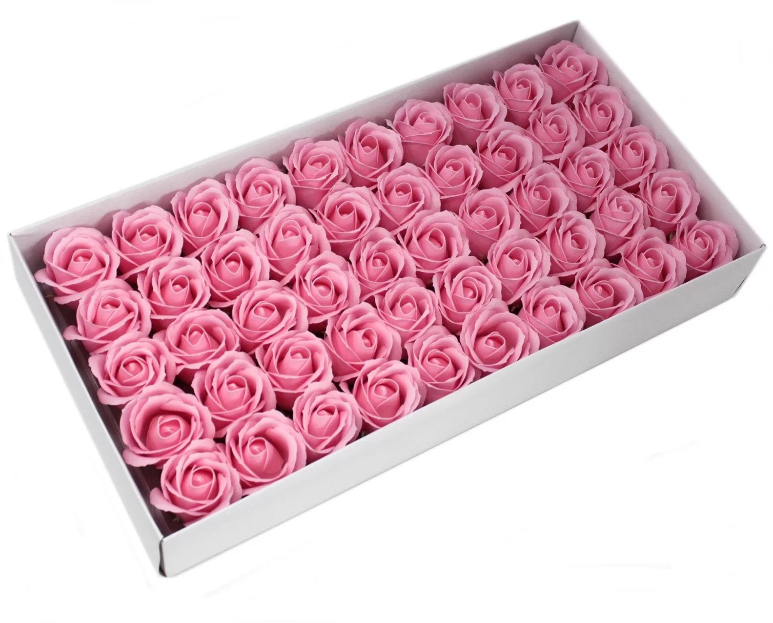 Różowe Mydlane Róże - Komplet 50 sztuk w Pudełku
