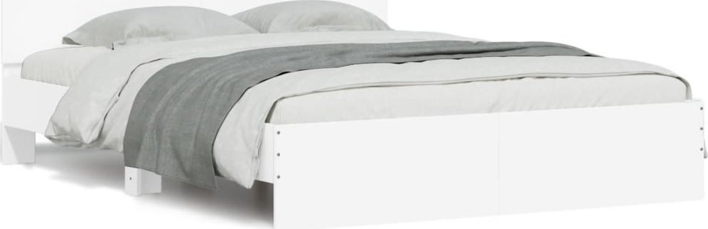 vidaXL vidaXL Rama łóżka z wezgłowiem i LED, biała, 150x200 cm