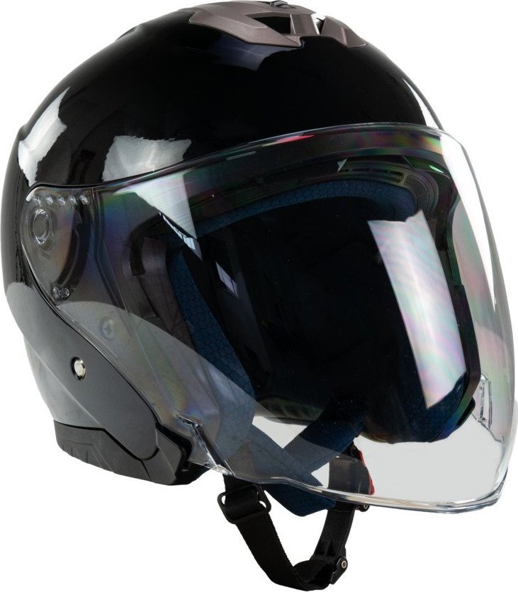 Bili Bike Kask na skuter motocyklowy otwarty BB586 z blendą S czarny połysk