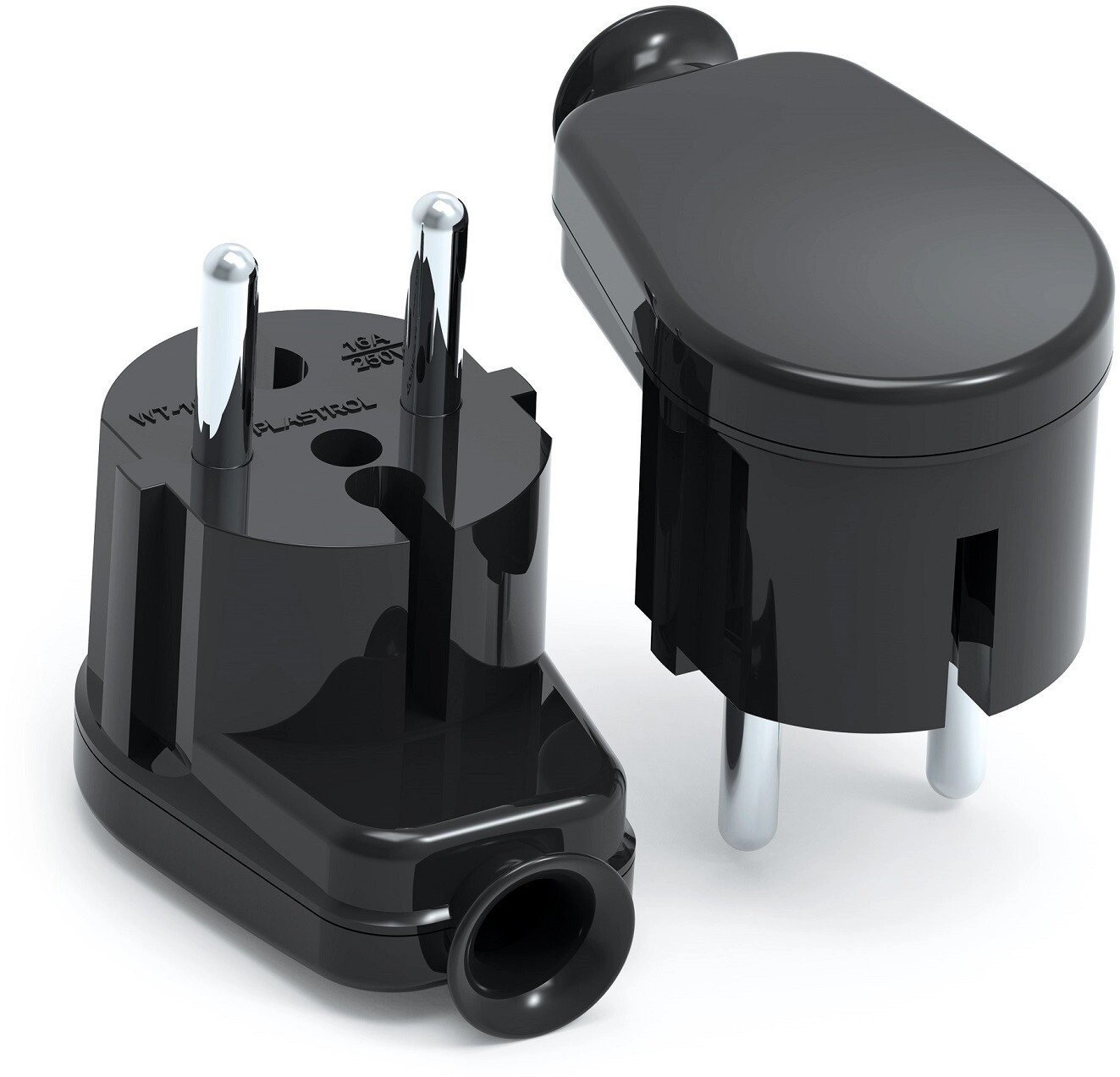 Wtyczka kątowa 2P+Z unischuko IP20 250V~ 16 A czarna 24031