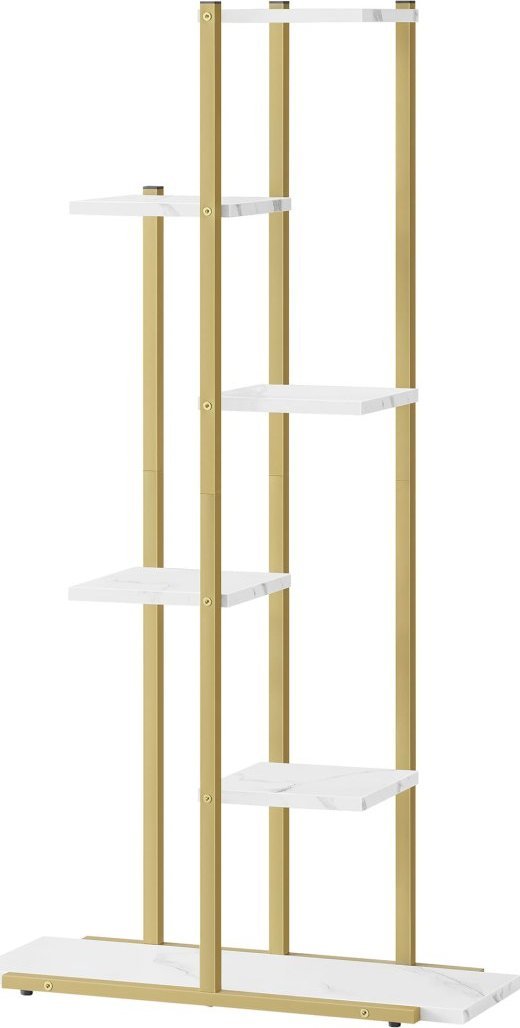 Leobert Regał kwietnik 6 półek - marmur / nogi złote