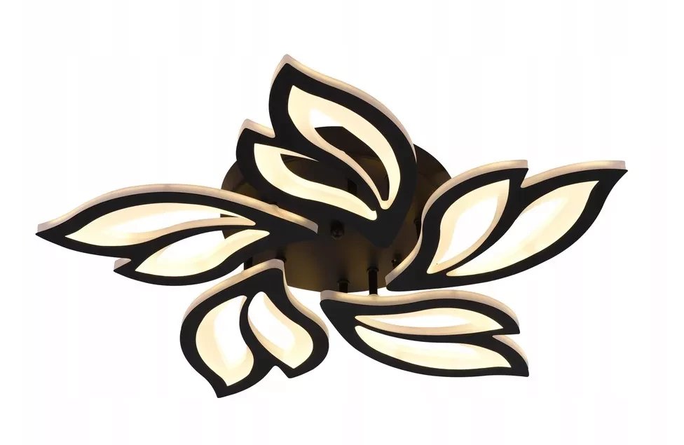 Nowoczesny Plafon LED Sufitowy do Sypialni Salonu Czarny z Pilotem